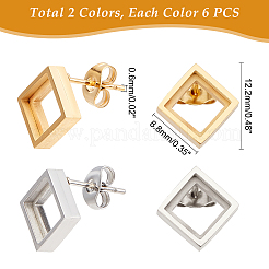 6 Pairs 2 Colors 304 Stainless Steel Stud Earring Settings&nbsp;STAS-UN0031-70
