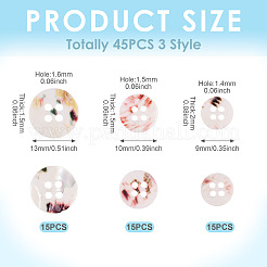 45Pcs 3 Style 4-Holes Shell Buttons&nbsp;BUTT-TA0001-27