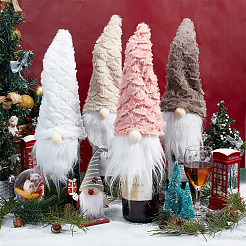 8Pcs 4 Colors Christmas Theme Non-Woven Cloth Wine Bottle Cover&nbsp;AJEW-PH0003-23