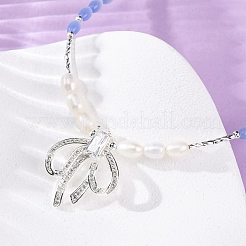 Natural Pearl & Cat Eye Beaded Necklaces&nbsp;NJEW-Q023-01S