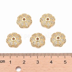 Eco-Friendly Multi-Petal Flower Brass Micro Pave Cubic Zirconia Bead Caps&nbsp;ZIRC-M098-02G-FF