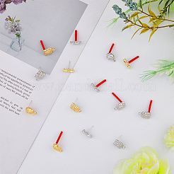 48Pcs 6 Style Half Round & Bowknot & Rectangle Alloy Stud Earring Findings&nbsp;FIND-DC0003-22