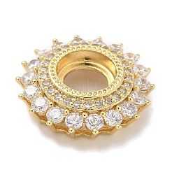 Rack Plating Brass Micro Pave Clear Cubic Zirconia Cabochon Connector Setttings&nbsp;KK-L224-027G-01