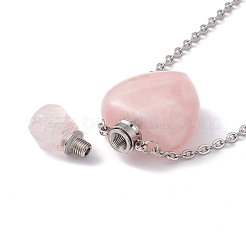 Openable Heart Natural & Synthetic Mixed Stone Perfume Bottle Pendant Necklaces for Women&nbsp;NJEW-F296-05P
