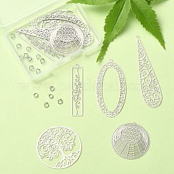 10Pcs 5 Style Brass Filigree Pendants&nbsp;KK-YW0001-49