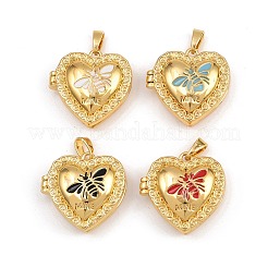 Brass Enamel Locket Pendants&nbsp;KK-P335-09G