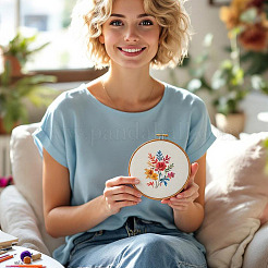 Plastic Imitation Bamboo Cross Stitch Embroidery Hoops&nbsp;TOOL-TADJ0001-03B