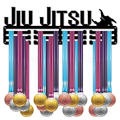 Word JIU JITSU Fashion Iron Medal Hanger Holder Display Wall Rack&nbsp;ODIS-WH0021-038
