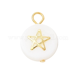 3Pcs 3 Styles Natural Freshwater Shell Flat Round Charms&nbsp;PALLOY-JF04018-02