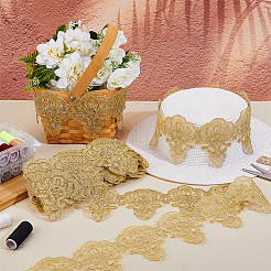 10 Yards Polyester Flower Lace Ribbon&nbsp;OCOR-WH0101-186