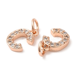 Brass Micro Pave Grade AAA Cubic Zirconia Charms&nbsp;ZIRC-P067-11RG-C-NR