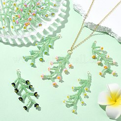 10 Colors Handmade Glass Seed Beaded Flower Pendants&nbsp;PALLOY-CJ00092