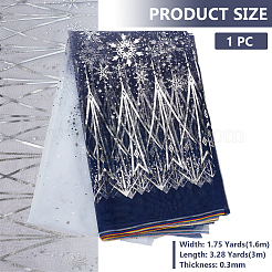 Polyester Snowflake Pattern Gauze Stained Silver Fabric&nbsp;AJEW-WH0314-911B