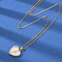 Brass Micro Pave Cubic Zirconia Plastic Imitation Shell Pendant Neckalces&nbsp;NJEW-C076-10G