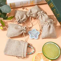 Polyester Imitation Burlap Packing Pouches Drawstring Bags&nbsp;ABAG-R005-9x7-01