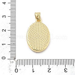 Brass Pave Carved Natural White Shell Religion Oval Pendants&nbsp;KK-D367-04G-B