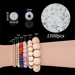 1500Pcs 6/0 Opaque Colours Rainbow Plated Round Glass Seed Beads&nbsp;SEED-PH0001-74