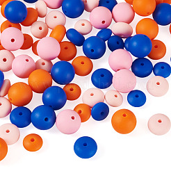 90Pcs 9 Styles Round & Rondelle Silicone Focal Beads&nbsp;SIL-TA0003-57A