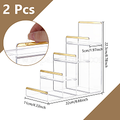 2Pcs 4-Tier Gold Edged Acrylic Minifigures Display Riser&nbsp;ODIS-WH0331-49A