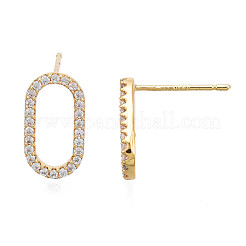 Clear Cubic Zirconia Oval Stud Earrings&nbsp;EJEW-N012-43