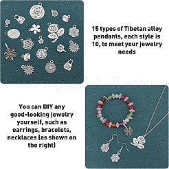 150Pcs 15 Style Tibetan Style Alloy Pendants&nbsp;TIBEP-FH0001-13