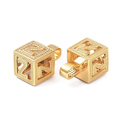 Alphabet Brass Micro Pave Clear Cubic Zirconia Pendants&nbsp;ZIRC-O045-01G-Z