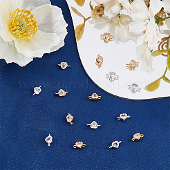 20Pcs 2 Colors Rack Plating Brass Clear Cubic Zirconia Heart Links Connector Charms&nbsp;KK-DC0004-50
