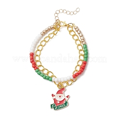 6Pcs 6 Styles Christmas Alloy Enamel Multi-strand Bracelets for Women&nbsp;BJEW-JB12078