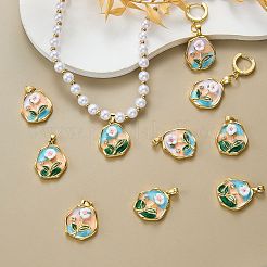 5Pcs Brass Enamel Pendants&nbsp;KK-SZ0002-58A