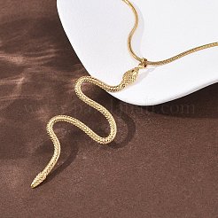 304 Stainless Steel Snake Pendant Double Layer Necklaces for Women&nbsp;NJEW-Z108-03G