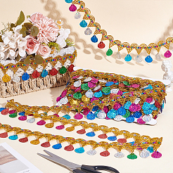 Polyester Colorful Tassel Lace Trim&nbsp;SRIB-WH0011-308B