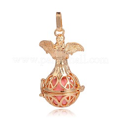 Golden Plated Brass Hollow Round Cage Pendants&nbsp;KK-J251-03G
