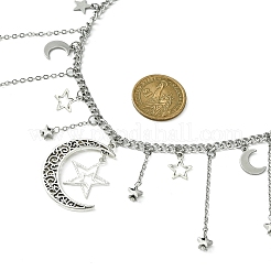 Star & Crescent Moon Alloy Pendant Necklaces&nbsp;NJEW-TA00119