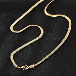 4mm Brass Flat Snake Chain Necklaces&nbsp;KK-F891-21G