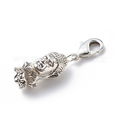 Alloy Buddha's Head & Lotus Pendant Decorations&nbsp;HJEW-JM00764