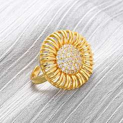 Brass Micro Pave Cubic Zirconia Cuff Rings&nbsp;RJEW-D323-03G