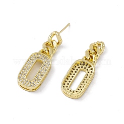 Clear Cubic Zirconia Oval Dangle Stud Earrings&nbsp;EJEW-I277-14G
