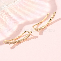 Brass Pave Cubic Zirconia Stud Crawler Earrings&nbsp;LS-KK-CBAA351-15G-01