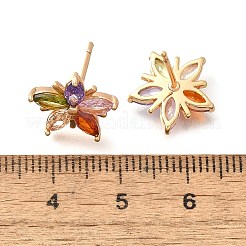 Brass Micro Pave Cubic Zirconia Stud Earrings&nbsp;EJEW-R018-10G-03