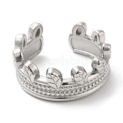 Non-Tarnish 304 Stainless Steel Leaf Open Cuff Ring for Women&nbsp;RJEW-I098-14P