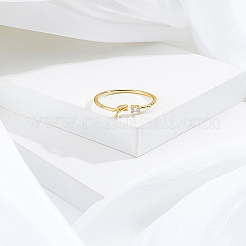 1Pc Letter Brass Rhinestone Open Cuff Rings for Women&nbsp;AJEW-LP0004-47F-G