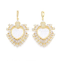 Brass Micro Pave Clear Cubic Zirconia Big Pendants&nbsp;KK-N227-130