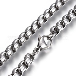 Non-Tarnish 304 Stainless Steel Box Chain Necklaces&nbsp;NJEW-O110-05J-P