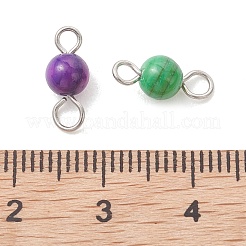Dyed Natural Freshwater Shell Round Links Connector Charms&nbsp;PALLOY-JF05445-02