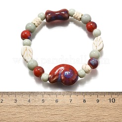 Handmade Porcelain Beads & Synthetic Howlite Beads Stretch Bracelets for Women&nbsp;LS-BJEW-D307-01A