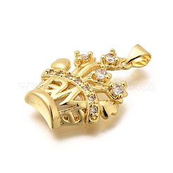 Rack Plating Brass Micro Pave Cubic Zirconia Pendants&nbsp;KK-L226-012G