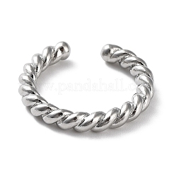 Rack Plating Brass Twist Rope Shape Open Cuff Rings for Women&nbsp;RJEW-Q777-01P