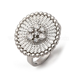 Brass Micro Pave Cubic Zirconia Cuff Rings&nbsp;RJEW-D323-05P