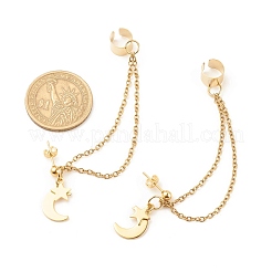 304 Stainless Steel Safety Chains Dangle Stud Earrings with Ear Cuff&nbsp;EJEW-JE04924