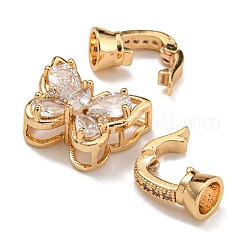 Brass Micro Pave Clear Cubic Zirconia Fold Over Clasps&nbsp;KK-U037-11G-02